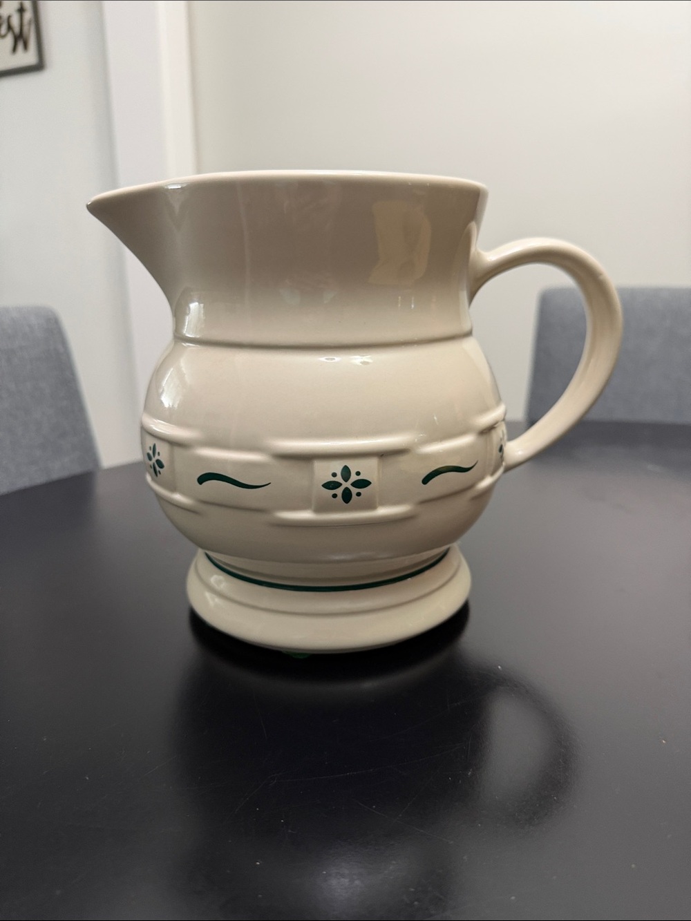 Longaberger Woven Traditions Pitcher in Heritage Green and Cream